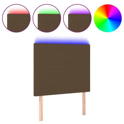 Hoofdbord LED 90x5x118/128 cm stof donkerbruin - thumbnail