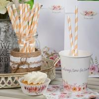 Papieren rietjes (25st) Colour Block Marble Peach - thumbnail