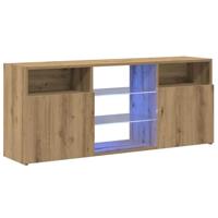Tv-meubel met LED 120x30x50 cm bewerkt hout artisanaal eiken - thumbnail
