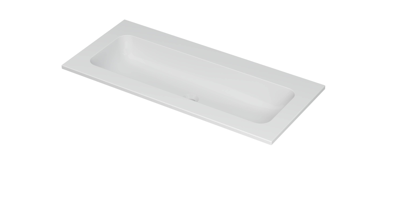 INK Aspekt Wastafel Porselein Centraal Zonder Kraangat - 1000x450x15 mm - Mat Wit