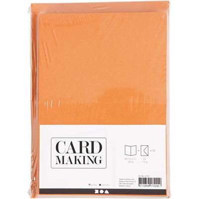 Creativ Company Kaarten en enveloppen, afmeting kaart 10,5x15 cm, afmeting envelop 11,5x16,5 cm, 110+220 gr, diverse kleuren, 50 set/ 1 doos - thumbnail