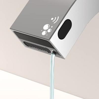 Elektronische Fonteinkraan met Zeepdispenser Tres Tempo Standard Rond met Vierkante Uitloop Chroom Tres - thumbnail