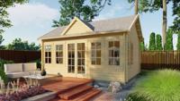 Tuindeco Clockhouse blokhut 550x400 cm 44 mm vuren groen geïmpregneerd - thumbnail
