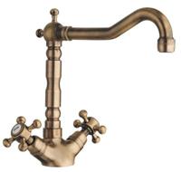 Keukenmengkraan Sapho Antea 2-knop Uitloop Recht 24 cm Brons - thumbnail