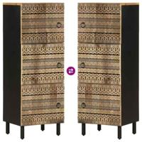 Hoge kast 40x33,5x110 cm massief ruw mangohout - thumbnail