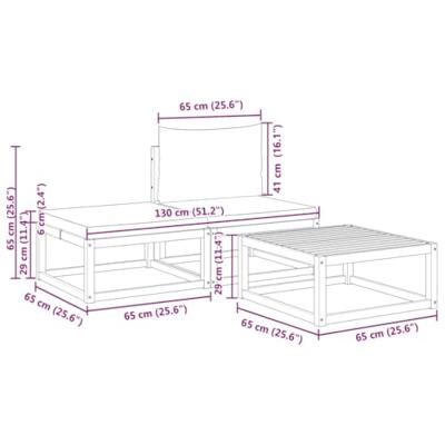 3-delige Loungeset met kussens massief acaciahout - thumbnail