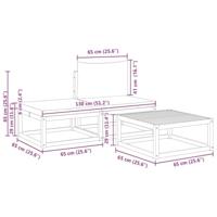 3-delige Loungeset met kussens massief acaciahout - thumbnail