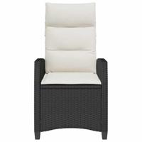 Verstelbare tuinstoel met bijzettafel poly rattan zwart - thumbnail