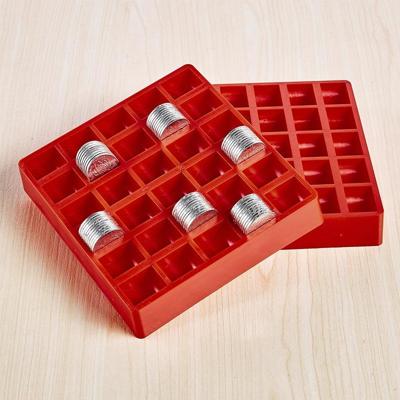 300 PCS overlap munten spel munt kunststof opbergdoos (rood)