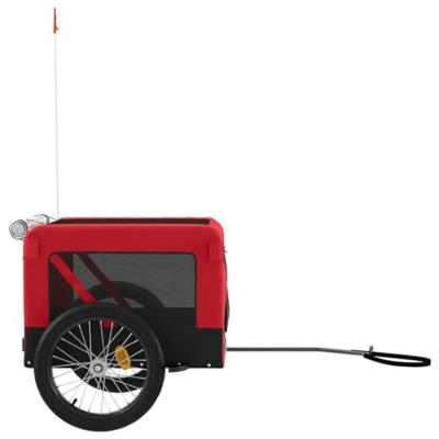 Hondenfietstrailer oxford stof en ijzer rood en zwart - thumbnail