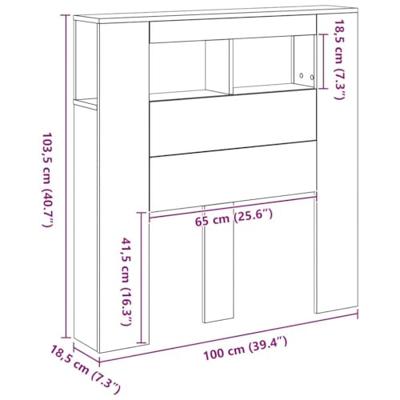 LED Hoofdbord Zwart Eiken 100 x 18,5 x 103,5 cm Bewerkt hout