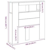 LED Hoofdbord Zwart Eiken 100 x 18,5 x 103,5 cm Bewerkt hout - thumbnail