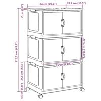 Opbergbox stapelbaar met wielen 3-laags 75 L 69x39,5x110,5 cm - thumbnail