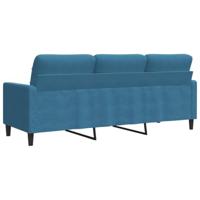 Driezitsbank 180 cm fluweel blauw - thumbnail