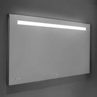 Brauer Quartz Spiegel - Rechthoekig - 100 cm - met Directe LED-Verlichting - Dimbaar - met Touchbediening - met Klok - thumbnail