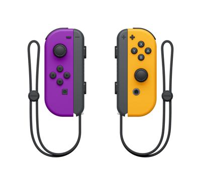 Coppia di Joy-Con sinistra neon viola e destra neon arancione destra