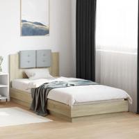 Bedframe met hoofdbord en LED sonoma eikenkleurig 90x200 cm - thumbnail