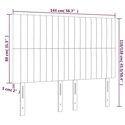 Hoofdbord LED 144x5x118/128 cm stof lichtgrijs - thumbnail