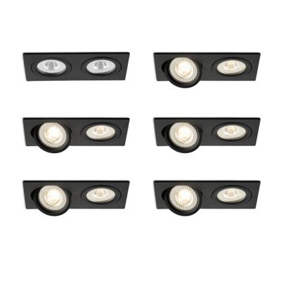 LED-inbouwspot set 6 stuks Sienna dubbel zwart 2700K 10W