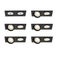 LED-inbouwspot set 6 stuks Sienna dubbel zwart 2700K 10W - thumbnail