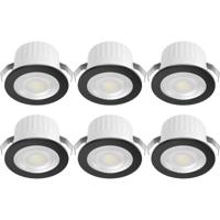 LED Veranda Spot Verlichting 6 Stuks - Brinton Glowix - 3W 260 lm 38D - Aanpasbare Lichtkleur 3000K-4000K-6500K - Inbouw - Rond - Zwart - Ø44mm Buitenmaat - Ø32mm Zaagmaat - thumbnail