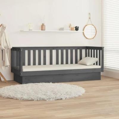 Slaapbank 90x190 cm massief grenenhout grijs