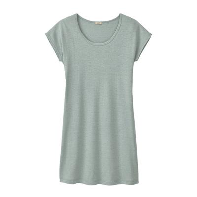 Jurkje met korte mouwen, biokatoen-hennepmix, waterblauw 36/38