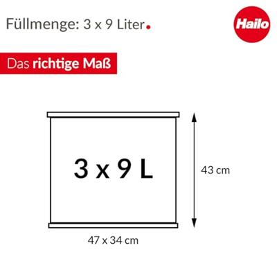 Hailo öko trio plus L 6332600 Afvalbak 27 l Plaatstaal (l x b x h) 470 x 470 x 430 mm Zwart Met voetpedaal 1 stuk(s) - thumbnail