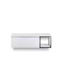 Frozen Badmeubelset 140 cm - Greeplijst in kleur - Zwart Frame - Wastafel Bovenblad Wit Hoogglans - thumbnail