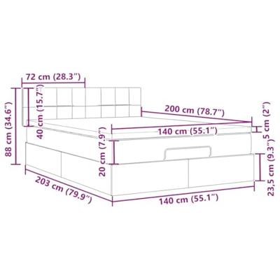 Ottoman bed met matras en LED's 140x200cm fluweel donkergrijs