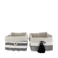 Mand stof 18x18x12cm wit/zwart set a 2 - thumbnail