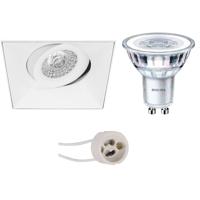 LED Spot Set - Pragmi Nivas Pro - GU10 Fitting - Inbouw Vierkant - Mat Wit - Trimless - Kantelbaar - 150mm - Philips - CorePro 840 36D - 4W - Natuurlijk Wit 4000K - Dimbaar - thumbnail