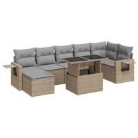 8-delige Loungeset met kussens poly rattan beige - thumbnail