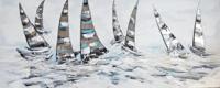 Schilderij - Handgeschilderd - Zeilboten race 150x60cm - thumbnail