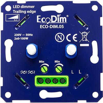 EcoDim - LED DUO Dimmer 0-100W - Dubbele Inbouwdimmer Fase Afsnijding