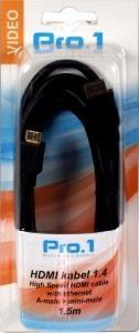 Enzo Pro-1 HDMI kabel male naar mini HDMI 1.5 meter - 9285040 Enzo Pro-1 HDMI kabel male naar mini HDMI 1.5 meter - 9285040
