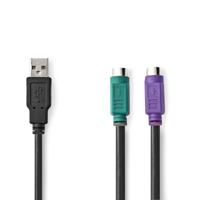 USB - PS/2-Adapterkabel | USB-A Male - 2x PS/2 Female | 0,3 m | Zwart - thumbnail