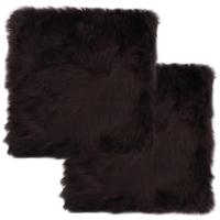 VidaXL Stoelkussens 2 st 40x40 cm echt schapenvacht bruin - thumbnail