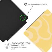 Lunso Kobo Libra Colour hoesje (7 inch) - Vegan Saffiano Leren Sleep Cover - Yellow Wave - thumbnail