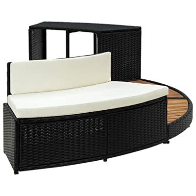 VidaXL Spa-ombouw poly rattan en massief acaciahout zwart