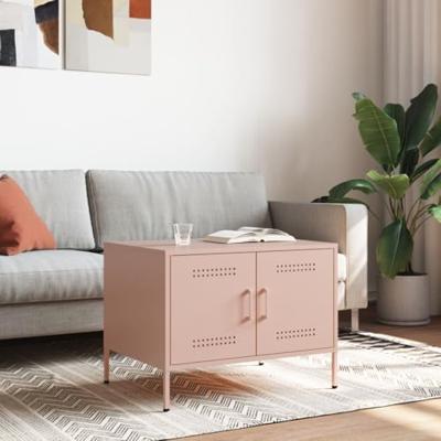 Salontafel 68x50x50,5 cm staal roze