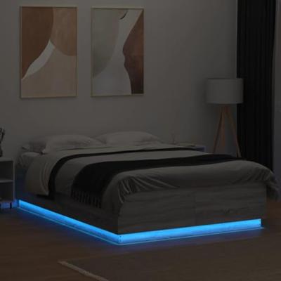Bedframe met LED-verlichting grijs sonoma eiken 140x200 cm