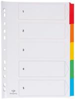 Pergamy tabbladen met indexblad, ft A4, 11-gaatsperforatie, geassorteerde kleuren, 5 tabs - thumbnail