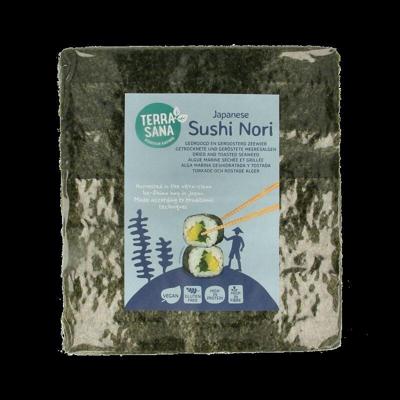 TerraSana Sushi nori geroosterd 50 stuks 125 Gram TerraSana Sushi nori geroosterd 50 stuks 125 Gram