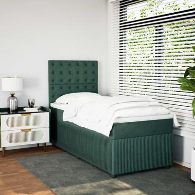 Boxspring met matras fluweel donkergroen 200x200 cm