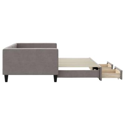 Slaapbank met onderschuifbed en lades 100x200 cm stof taupe