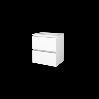 Basic-Line Start 46 Badkamermeubelset - 60 x 46 cm - Greeploos - 2 Lades - Acryl Wastafel - Zonder Kraangat - Ice White