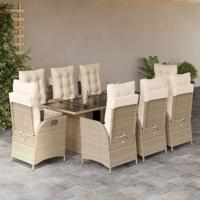 9-delige Tuinset met kussens poly rattan beige - thumbnail