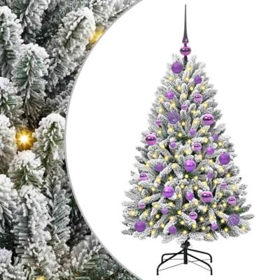 Kunstkerstboom met 150 LED Groen en Wit 120 cm PVC en Metaal
