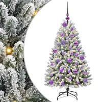 Kunstkerstboom met 150 LED Groen en Wit 120 cm PVC en Metaal - thumbnail